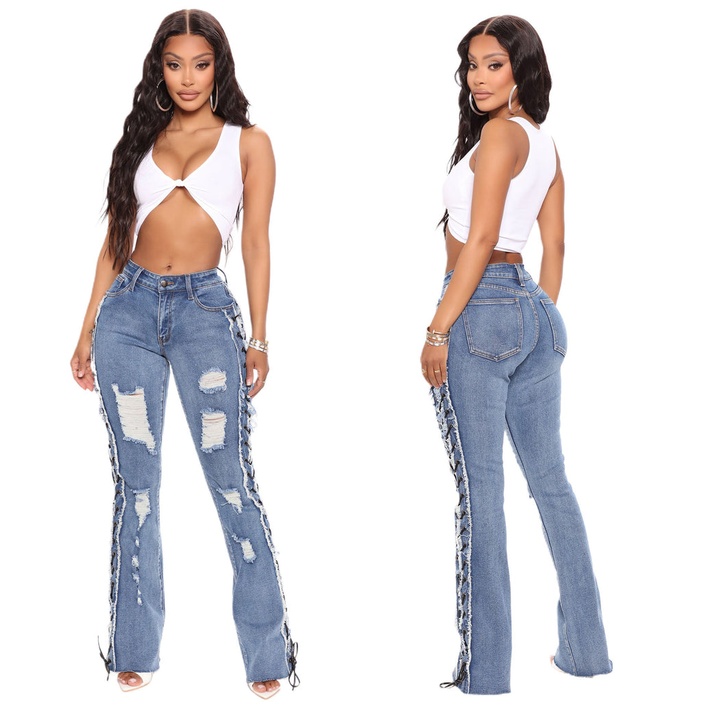 Slim fit ripped denim pants