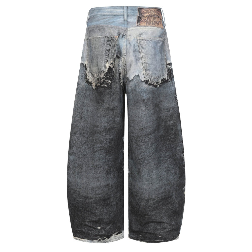 Loose wide leg denim pants