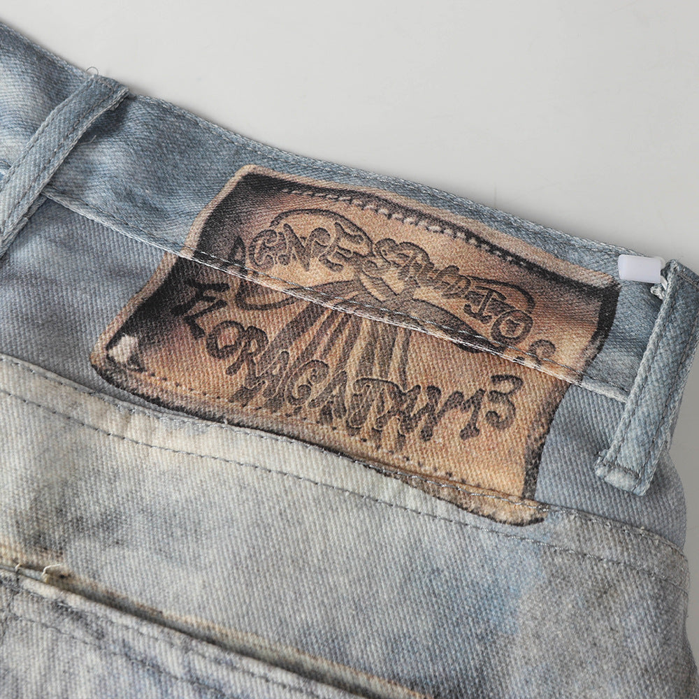 Loose wide leg denim pants