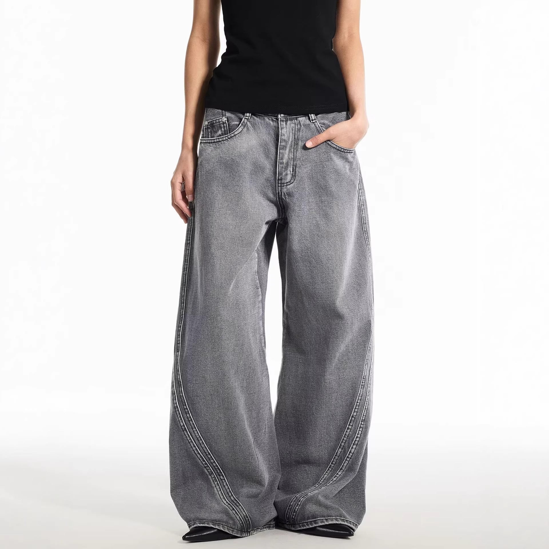 Knife-Edge Denim Pants