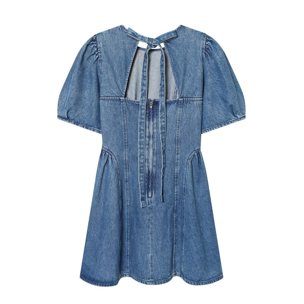 Horn skirt denim dress for women