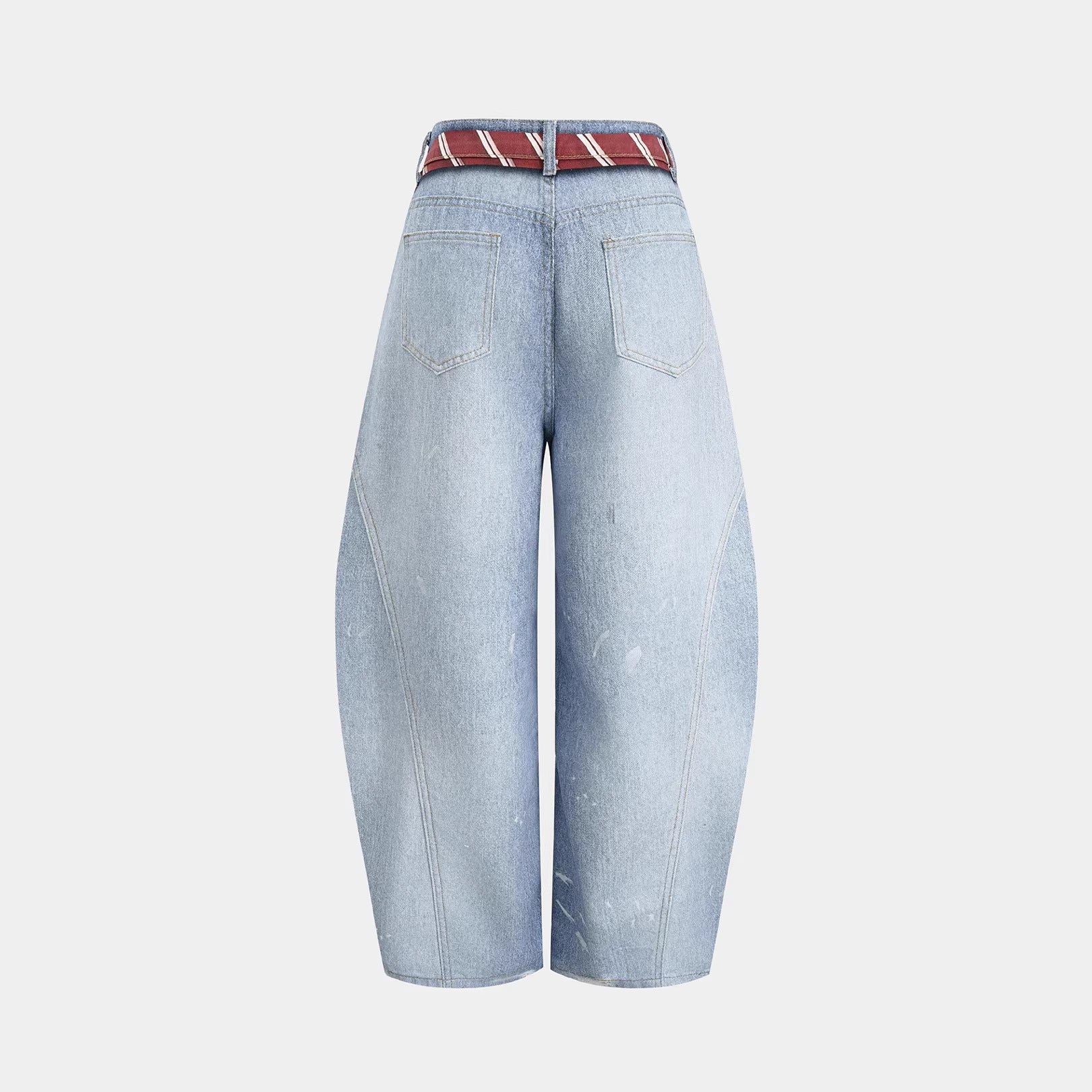 Street Style Tie Badge Print Dagger Jeans