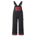 Color blocking checkered denim overalls
