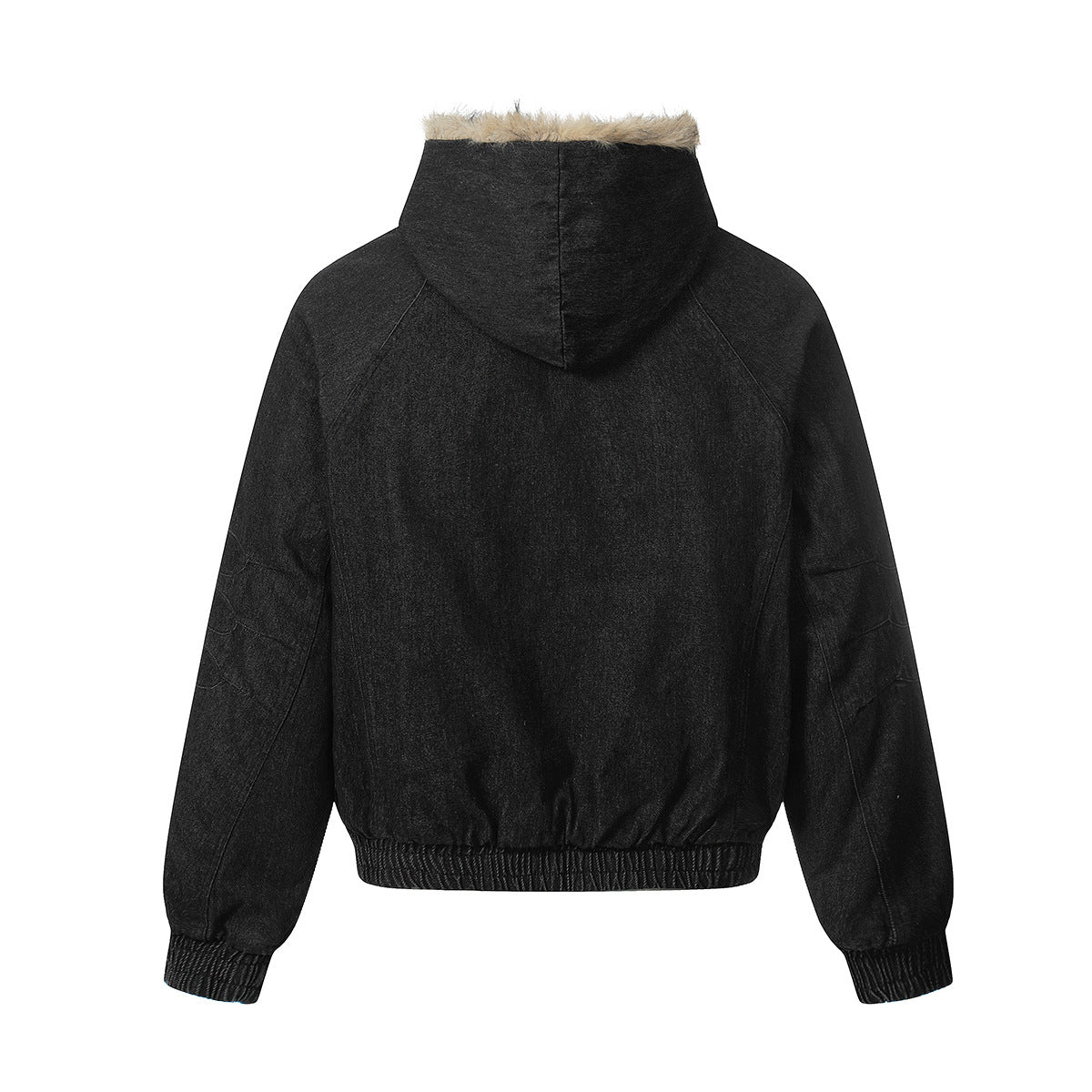 Wool collar denim cotton jacket