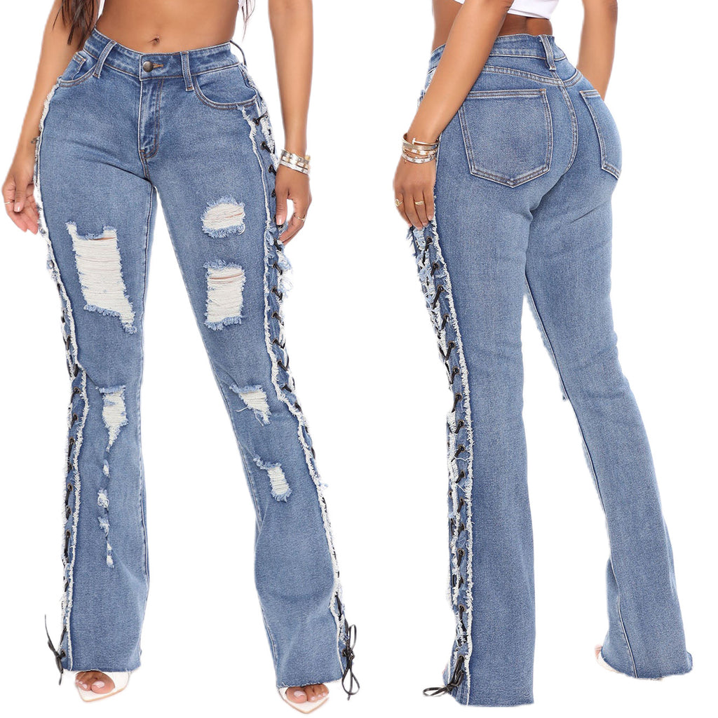 Slim fit ripped denim pants