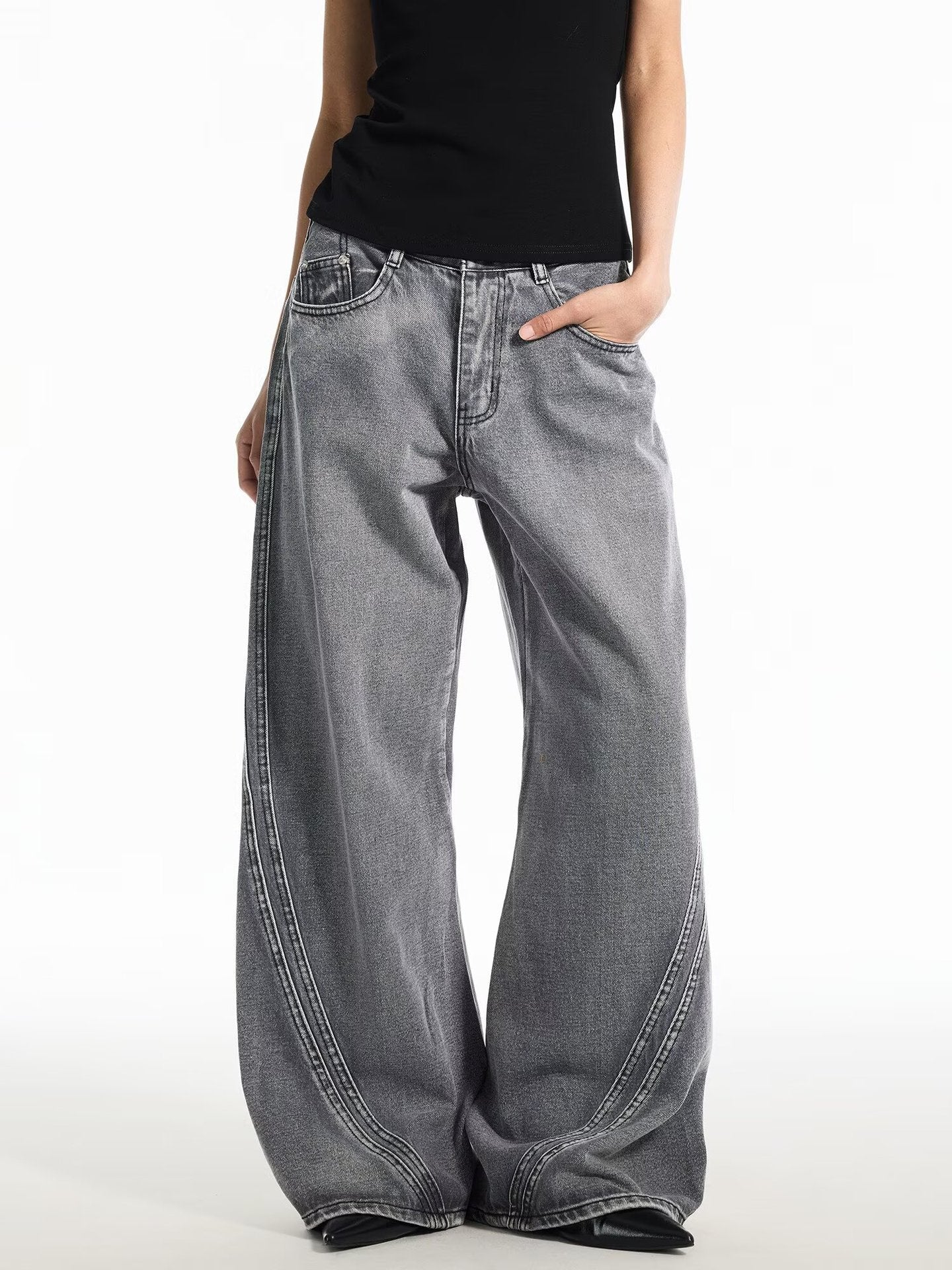 Knife-Edge Denim Pants