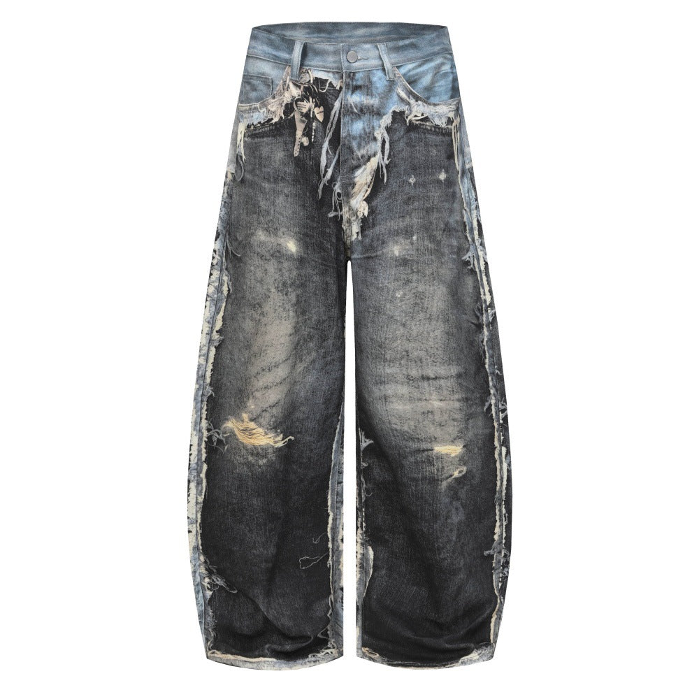 Loose wide leg denim pants