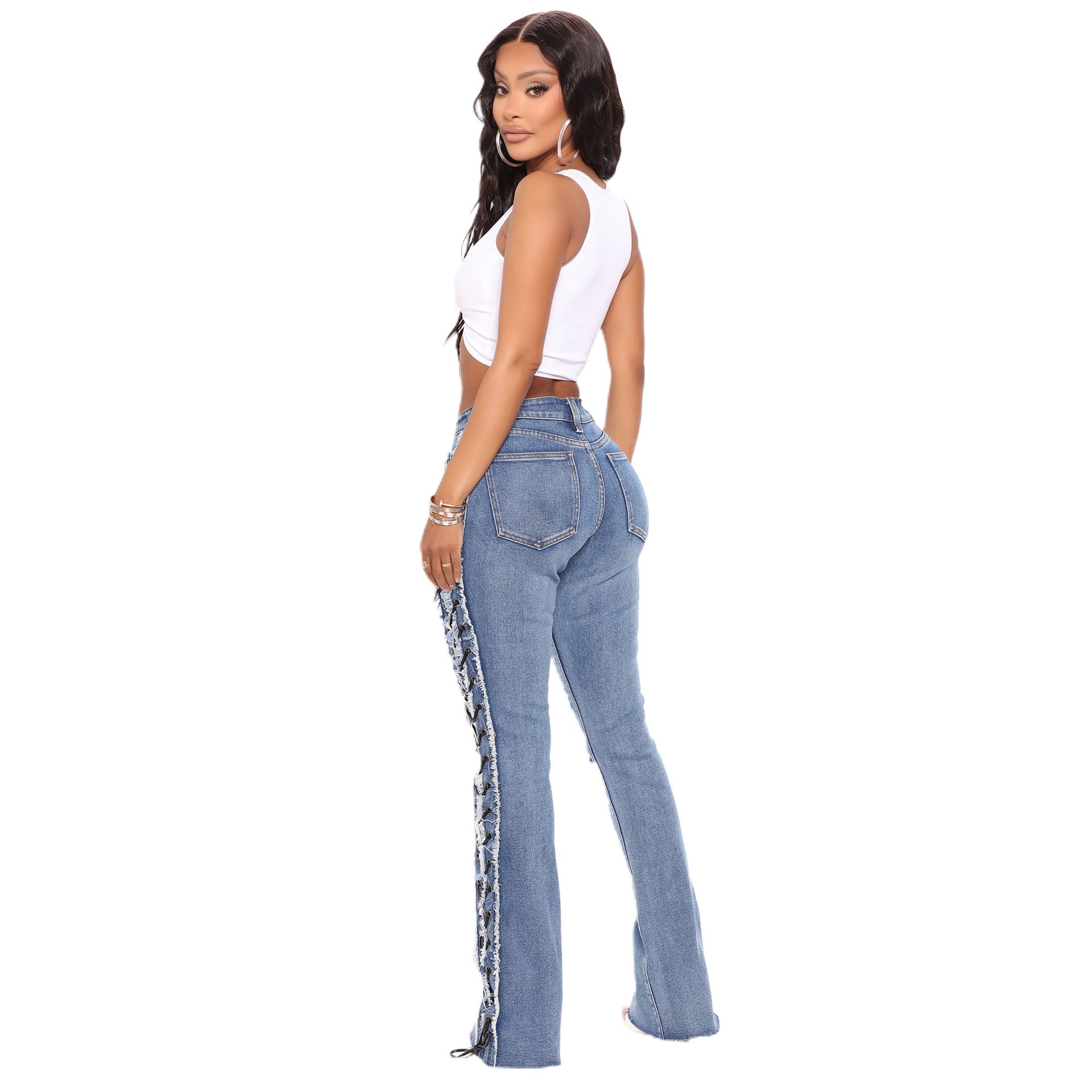 Slim fit ripped denim pants