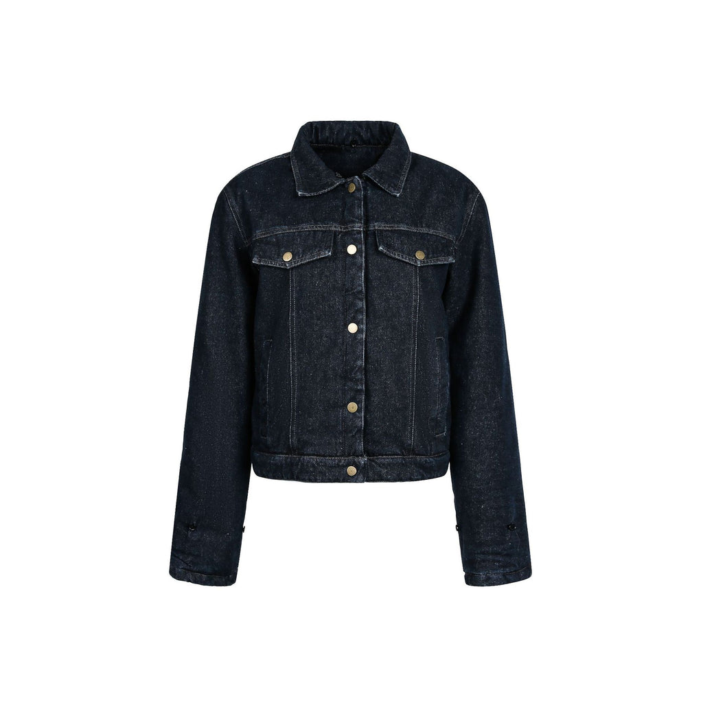 Collar patchwork contrasting denim jacket for women