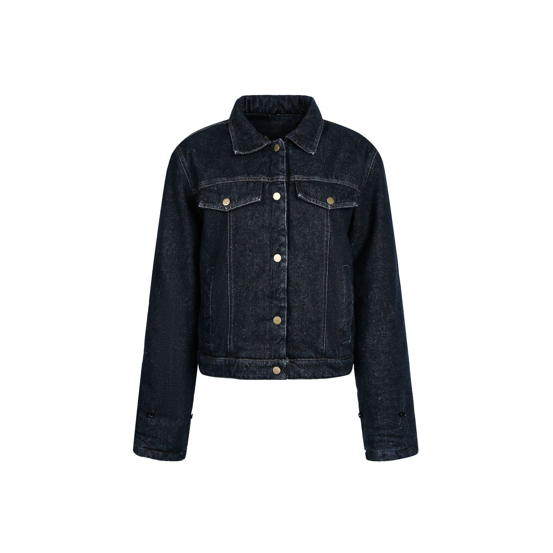 Collar patchwork contrasting denim jacket for women