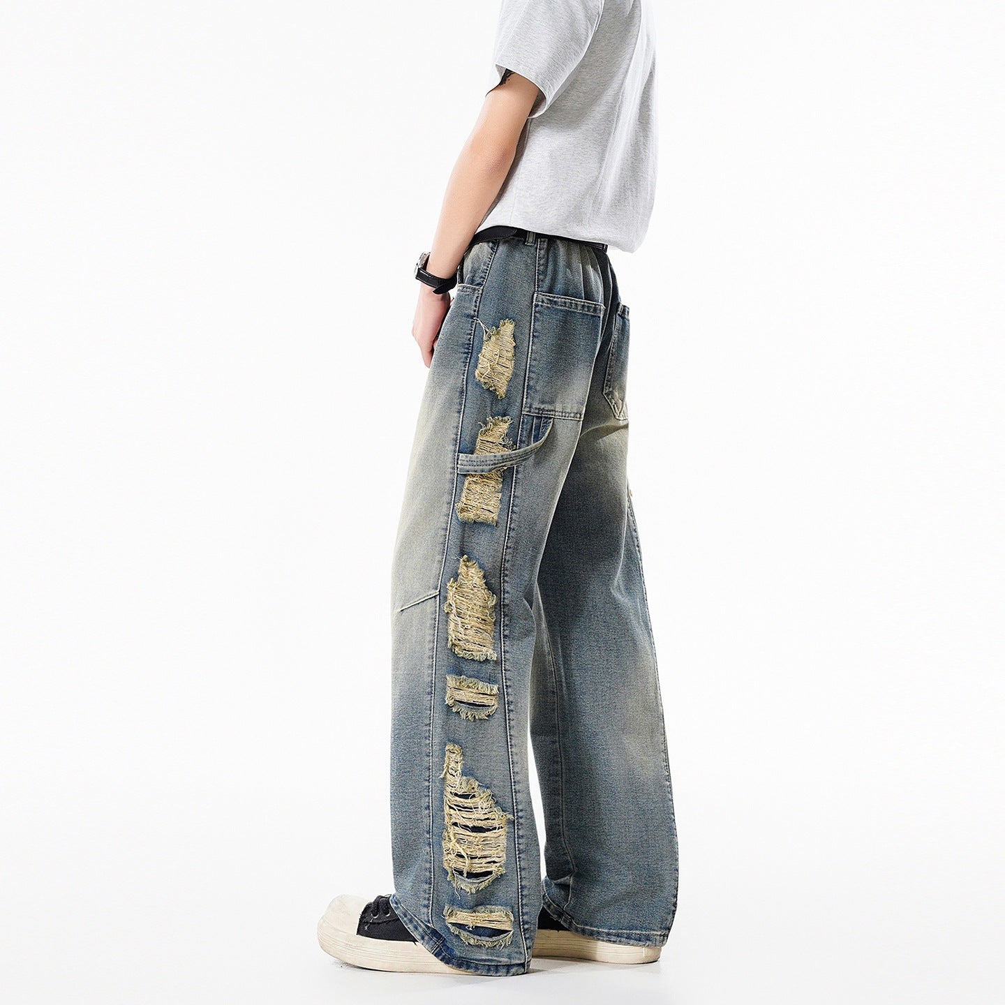 Ripped Jeans Men Style Trendy Loose Breathable