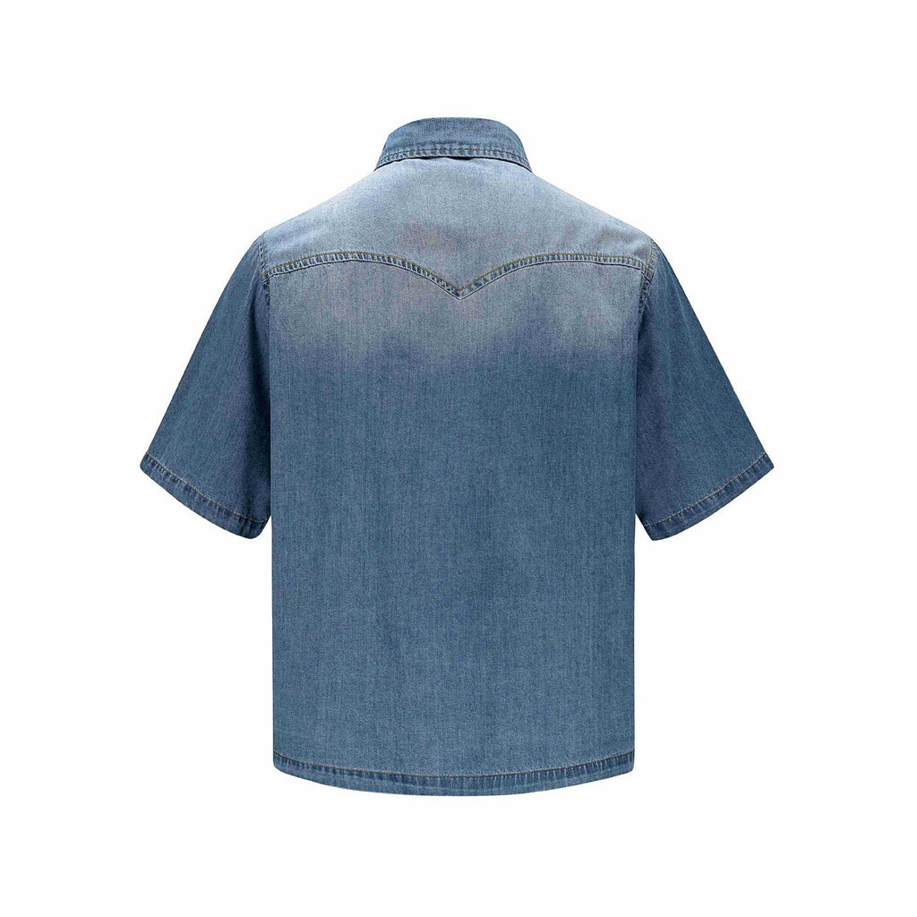 Bag flower washed denim shirt