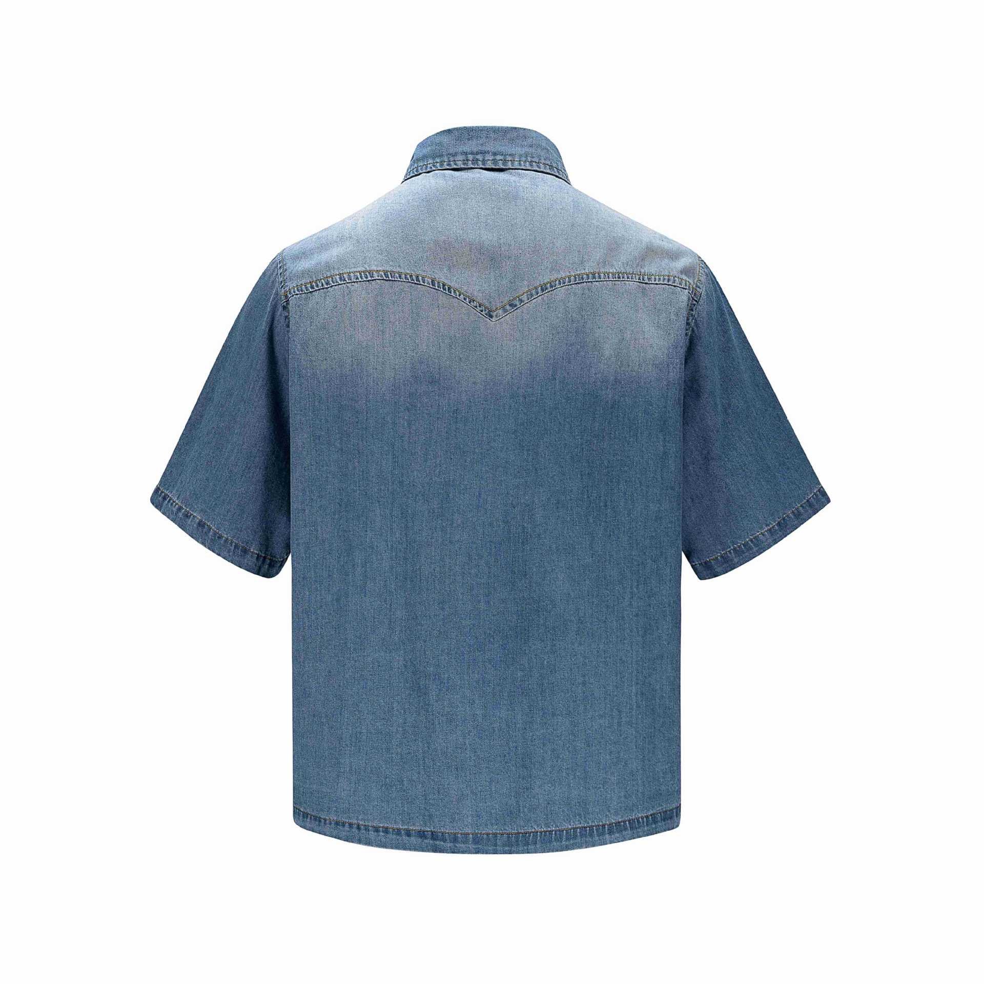 Bag flower washed denim shirt