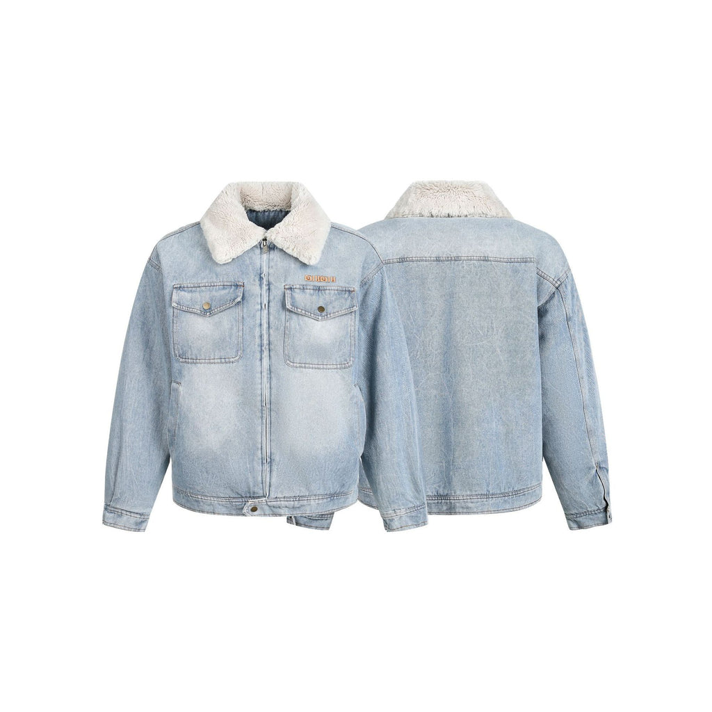 Retro lamb wool denim cotton jacket
