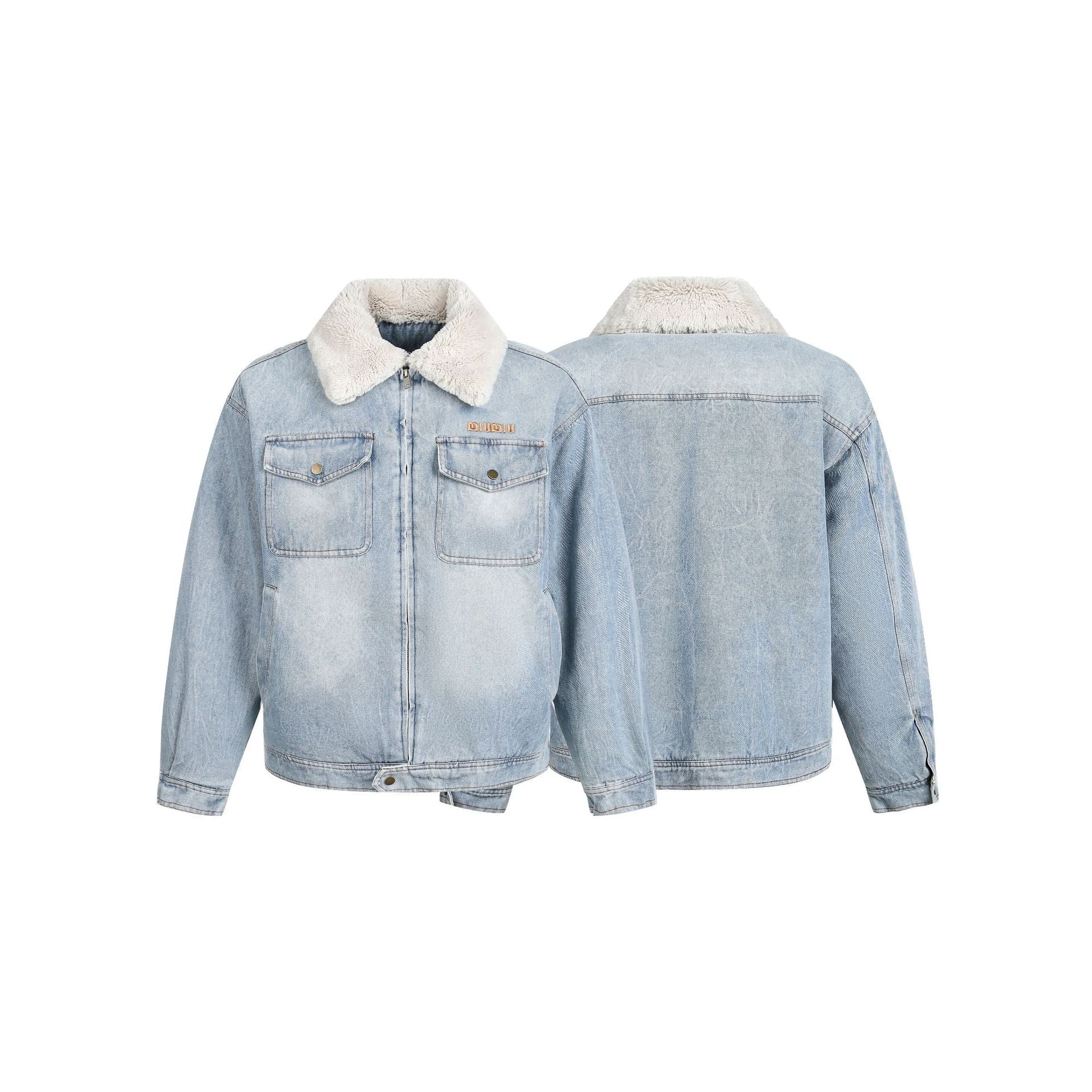 Retro lamb wool denim cotton jacket