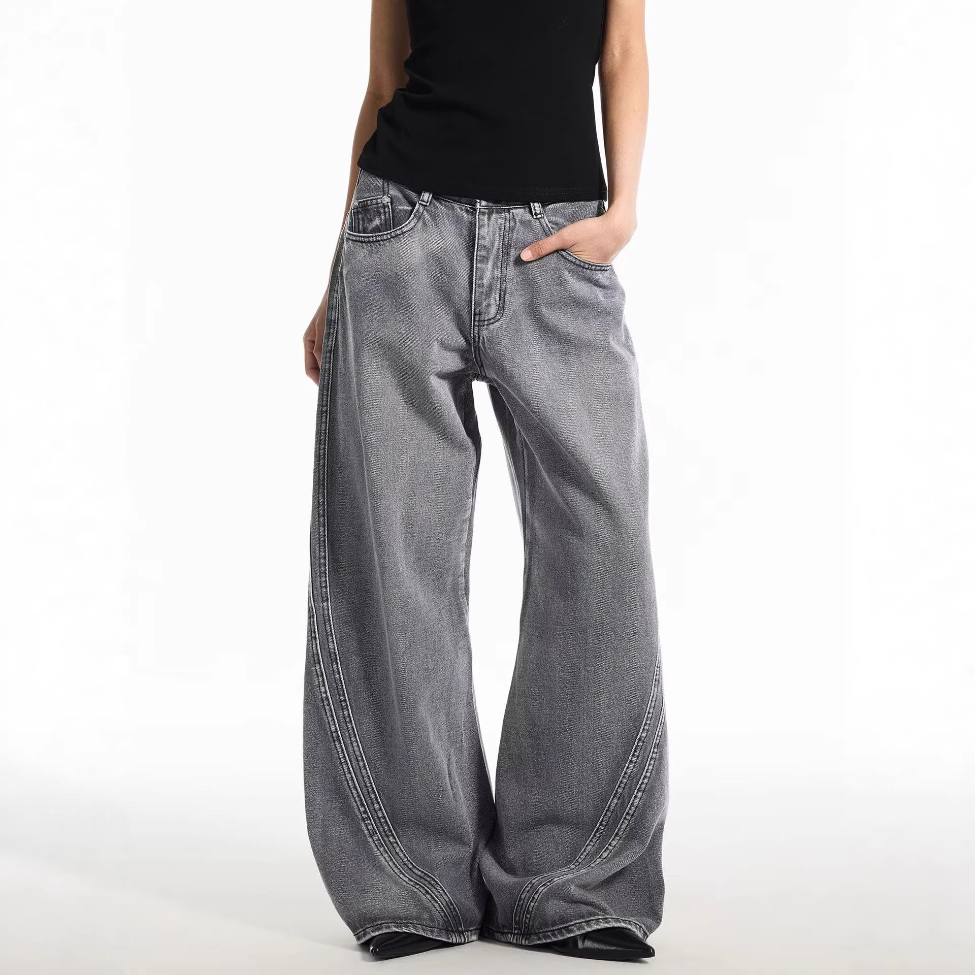 Knife-Edge Denim Pants
