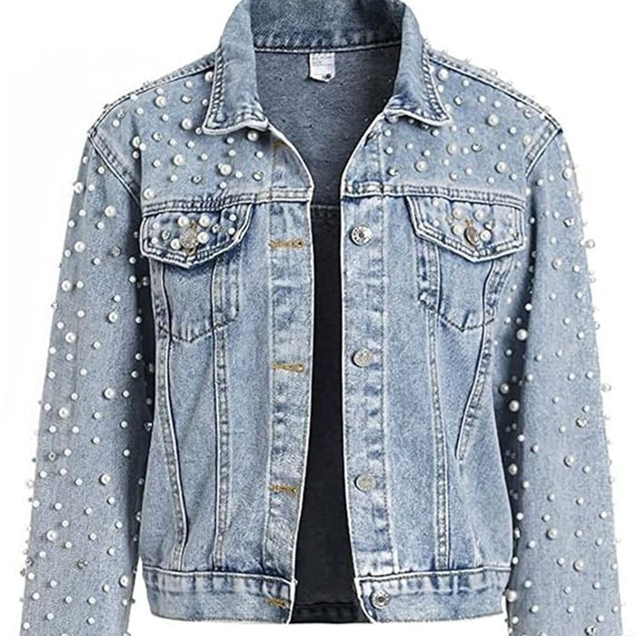 Denim Button Lapel Collar Short Jacket