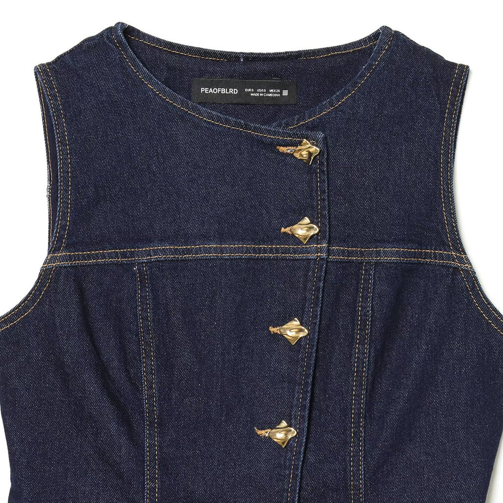 Versatile denim slim fit vest