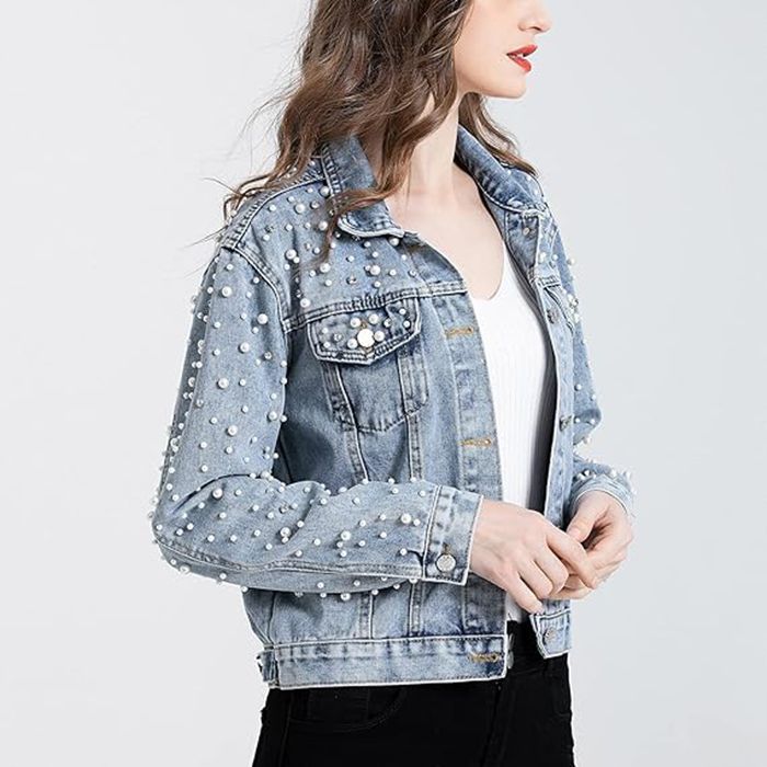 Denim Button Lapel Collar Short Jacket