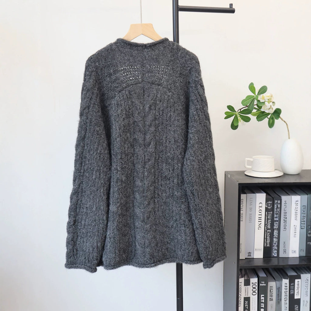 Splicing denim pocket sweater