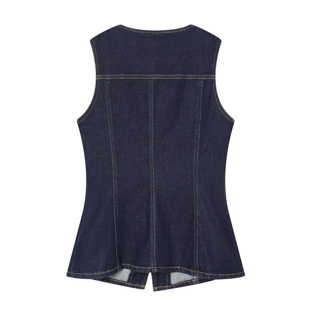 Versatile denim slim fit vest