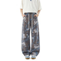 INS Street Straight Leg Patterned Lyocell Ice Silk Jeans
