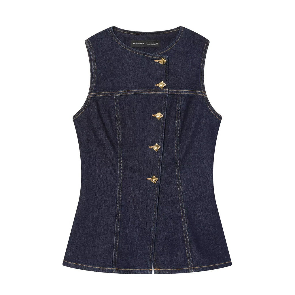 Versatile denim slim fit vest