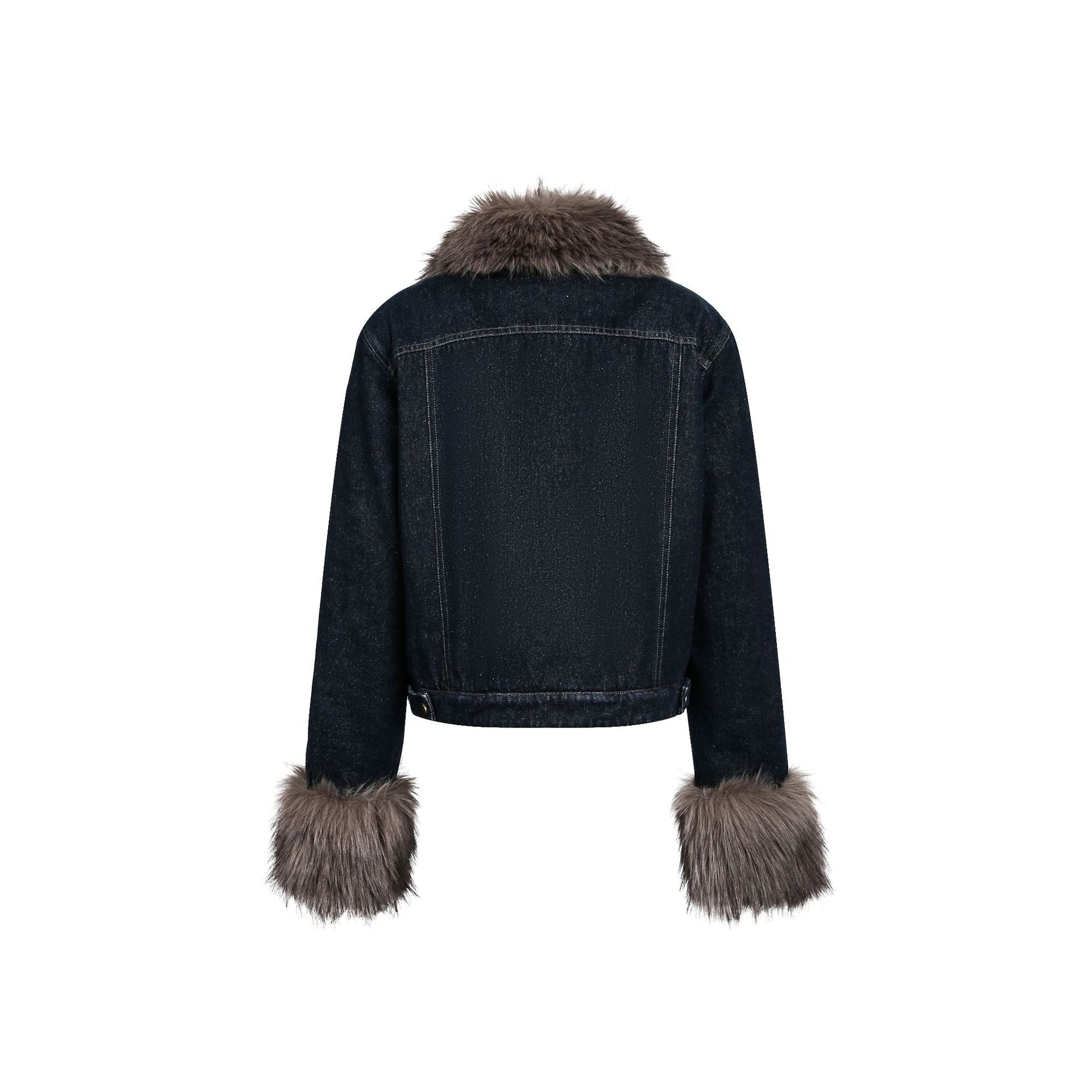 Collar patchwork contrasting denim jacket for women