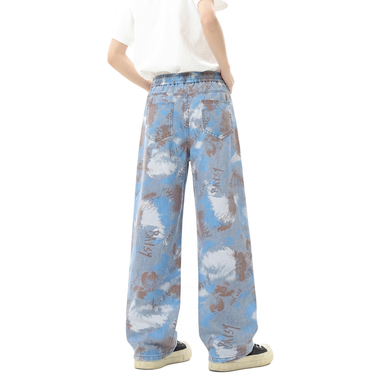 INS Street Straight Leg Patterned Lyocell Ice Silk Jeans