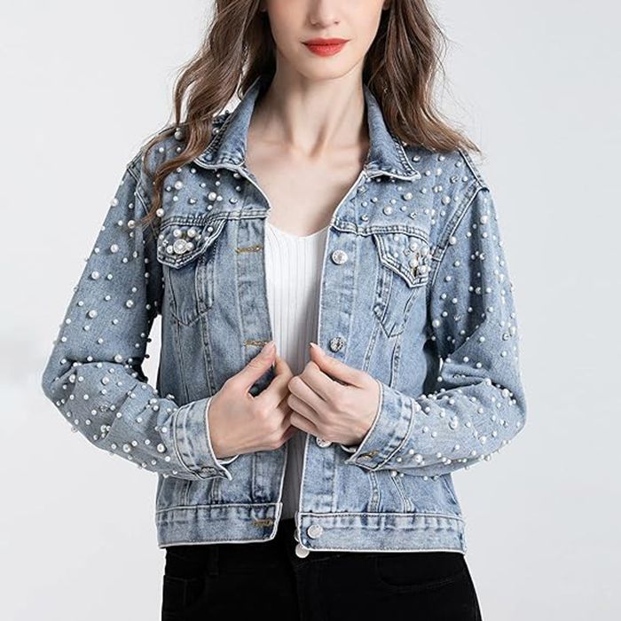 Denim Button Lapel Collar Short Jacket