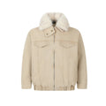 Wool collar denim cotton jacket