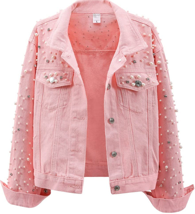 Denim Button Lapel Collar Short Jacket