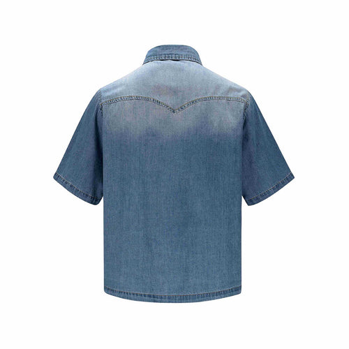 Bag flower washed denim shirt