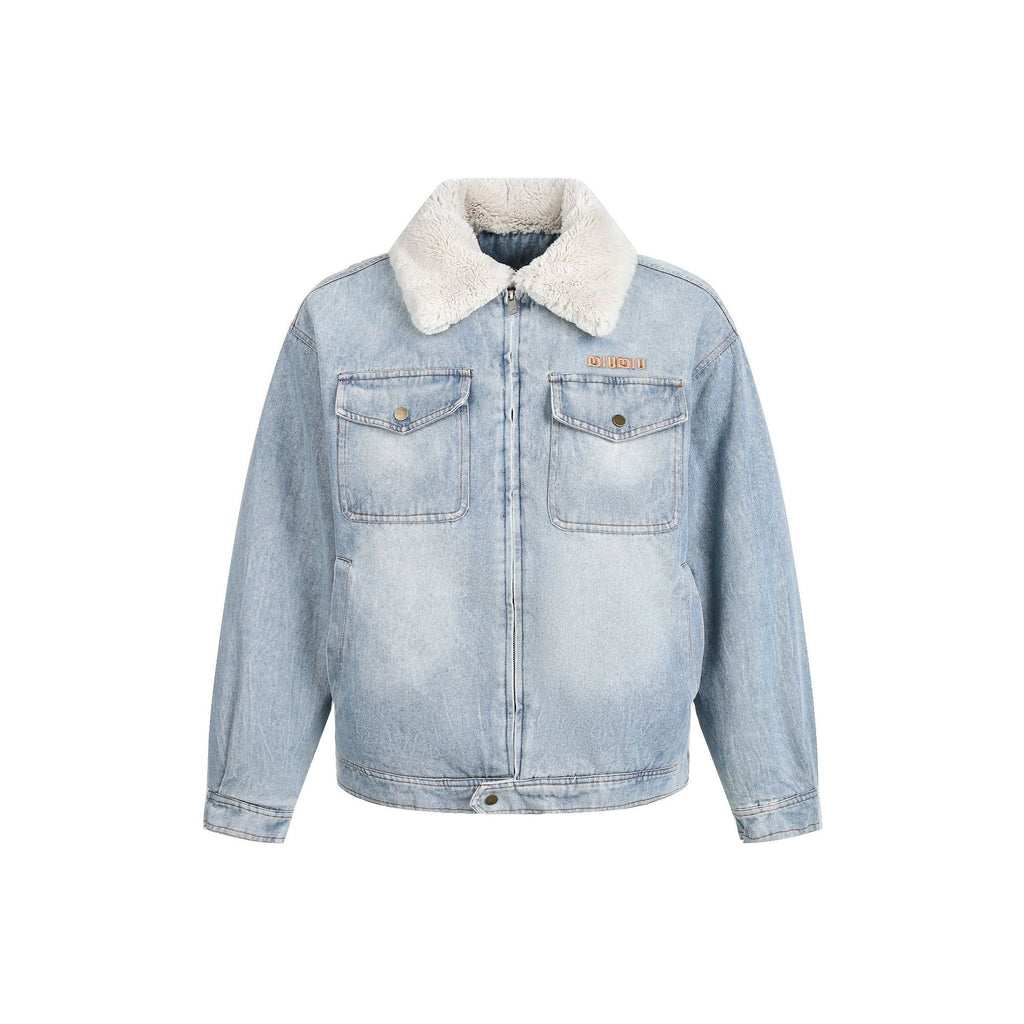 Retro lamb wool denim cotton jacket