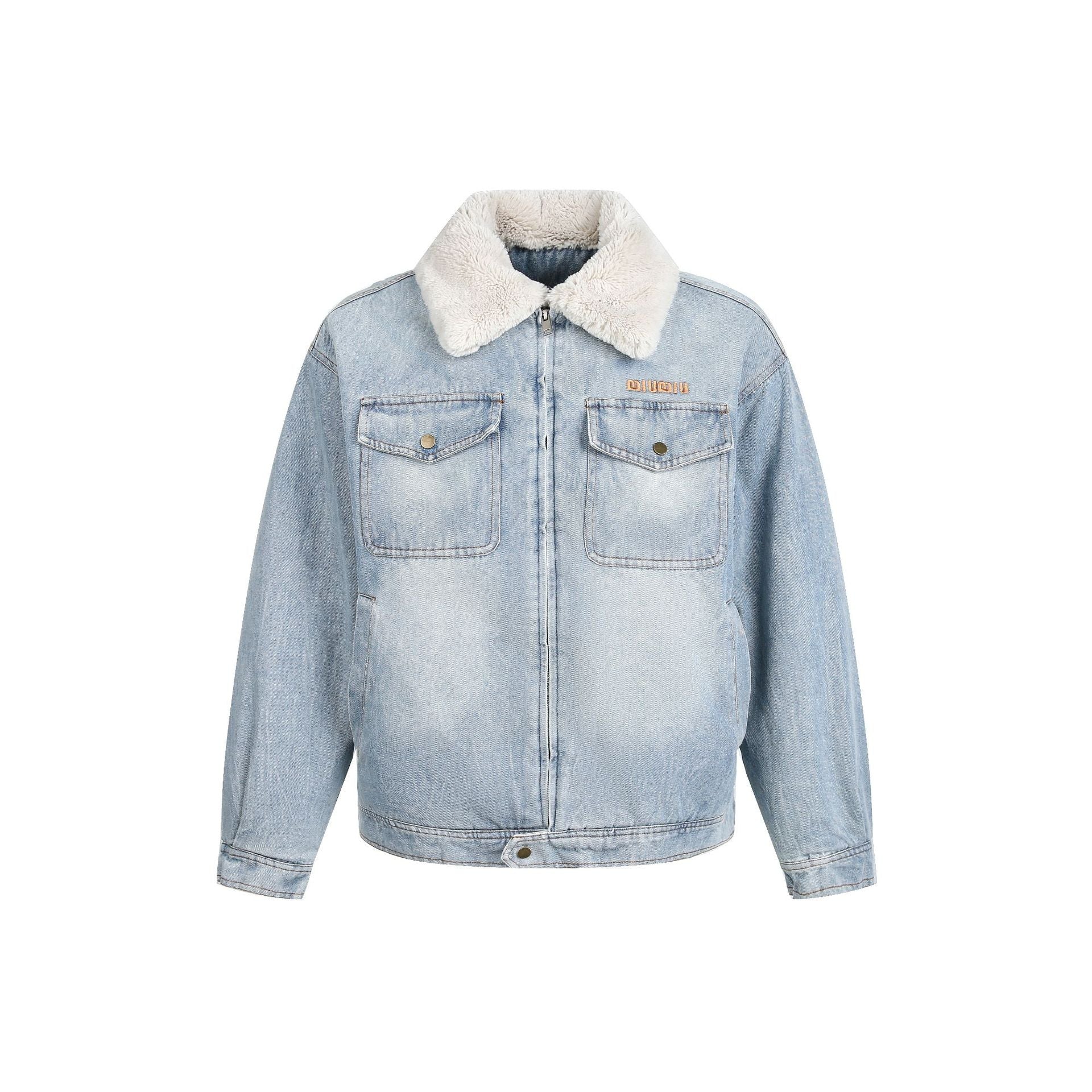 Retro lamb wool denim cotton jacket