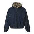 Wool collar denim cotton jacket