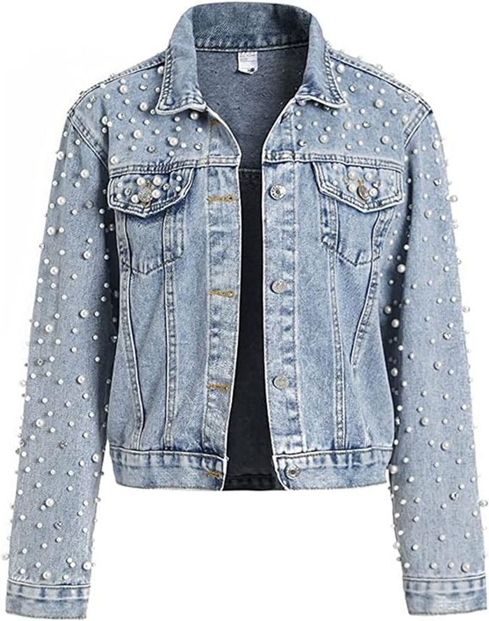 Denim Button Lapel Collar Short Jacket