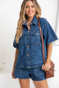 Elastic waist women's denim suit