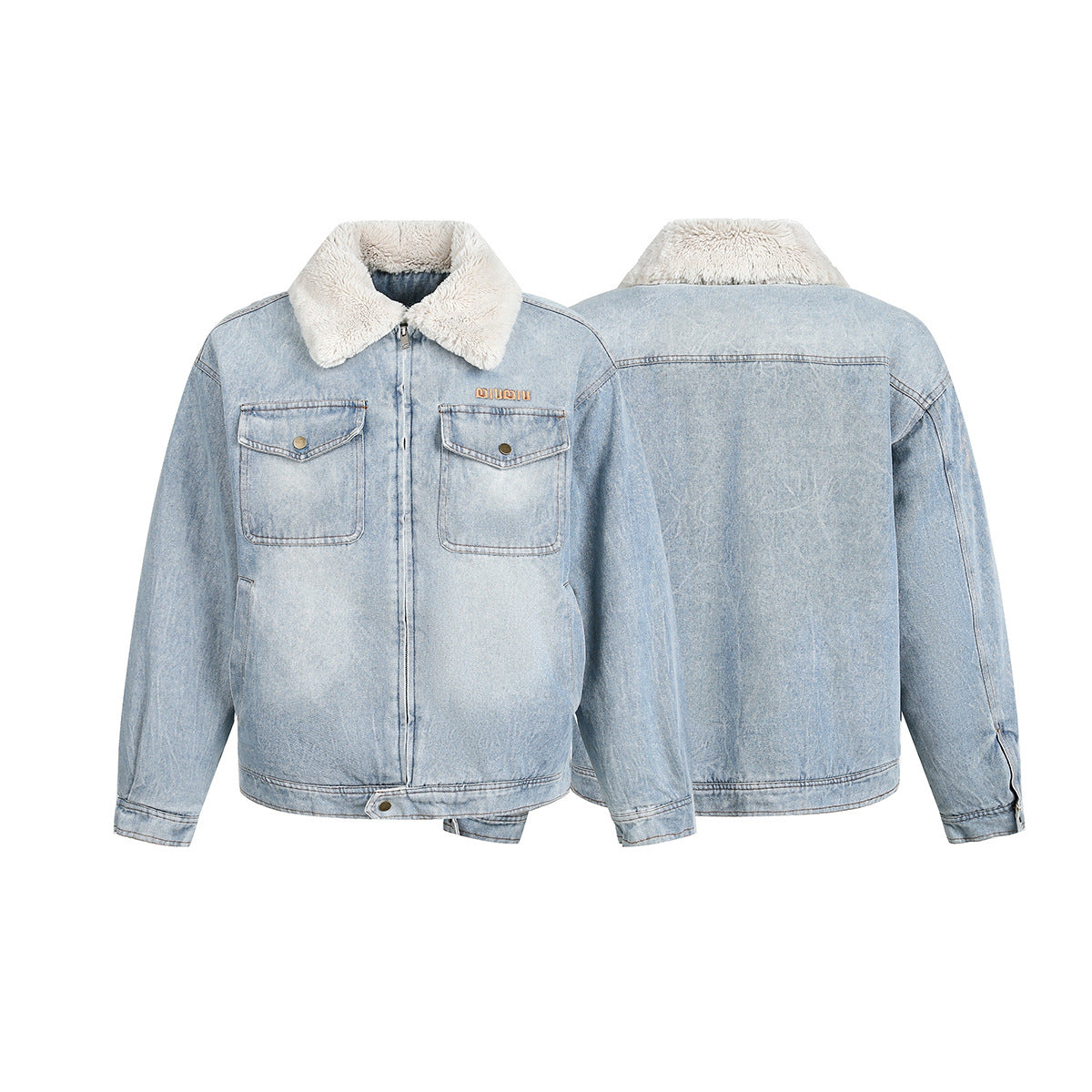 Lamb wool denim cotton jacket