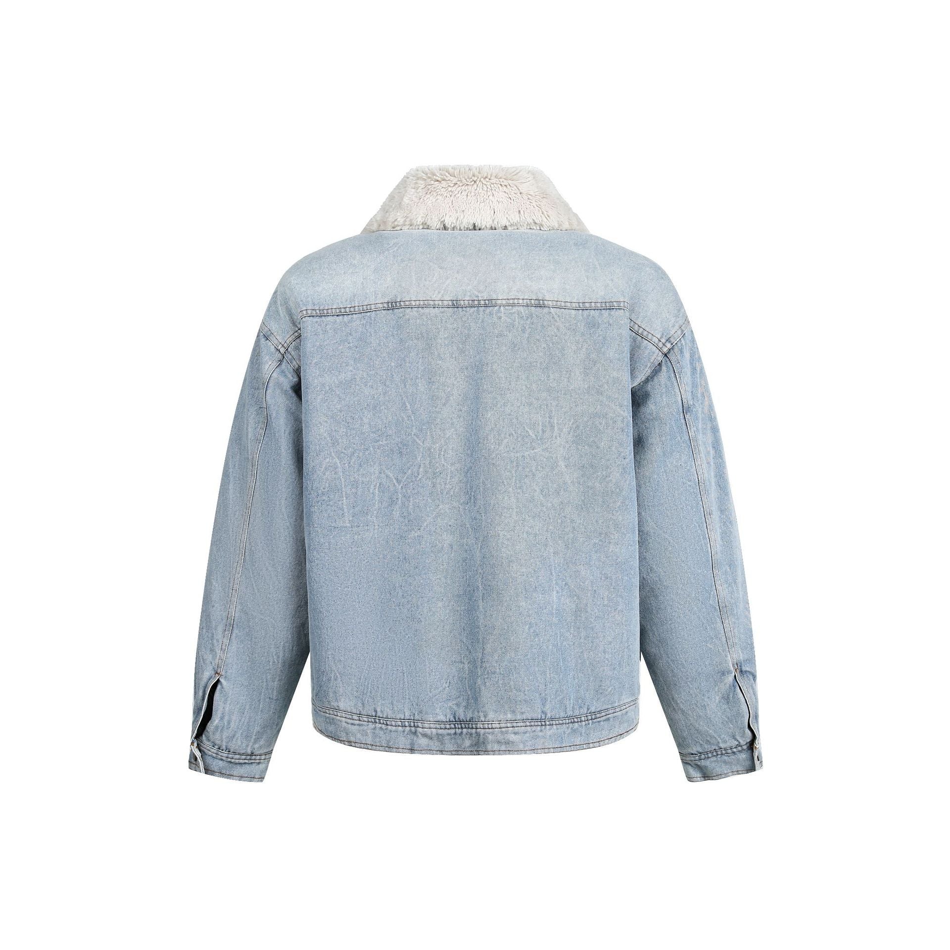 Retro lamb wool denim cotton jacket