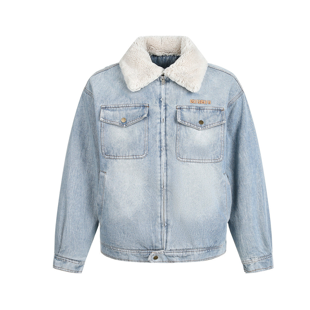 Lamb wool denim cotton jacket